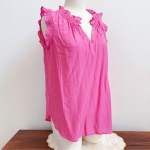 Loft Pink Sleeveless Ruffle Blouse Sz M NWT